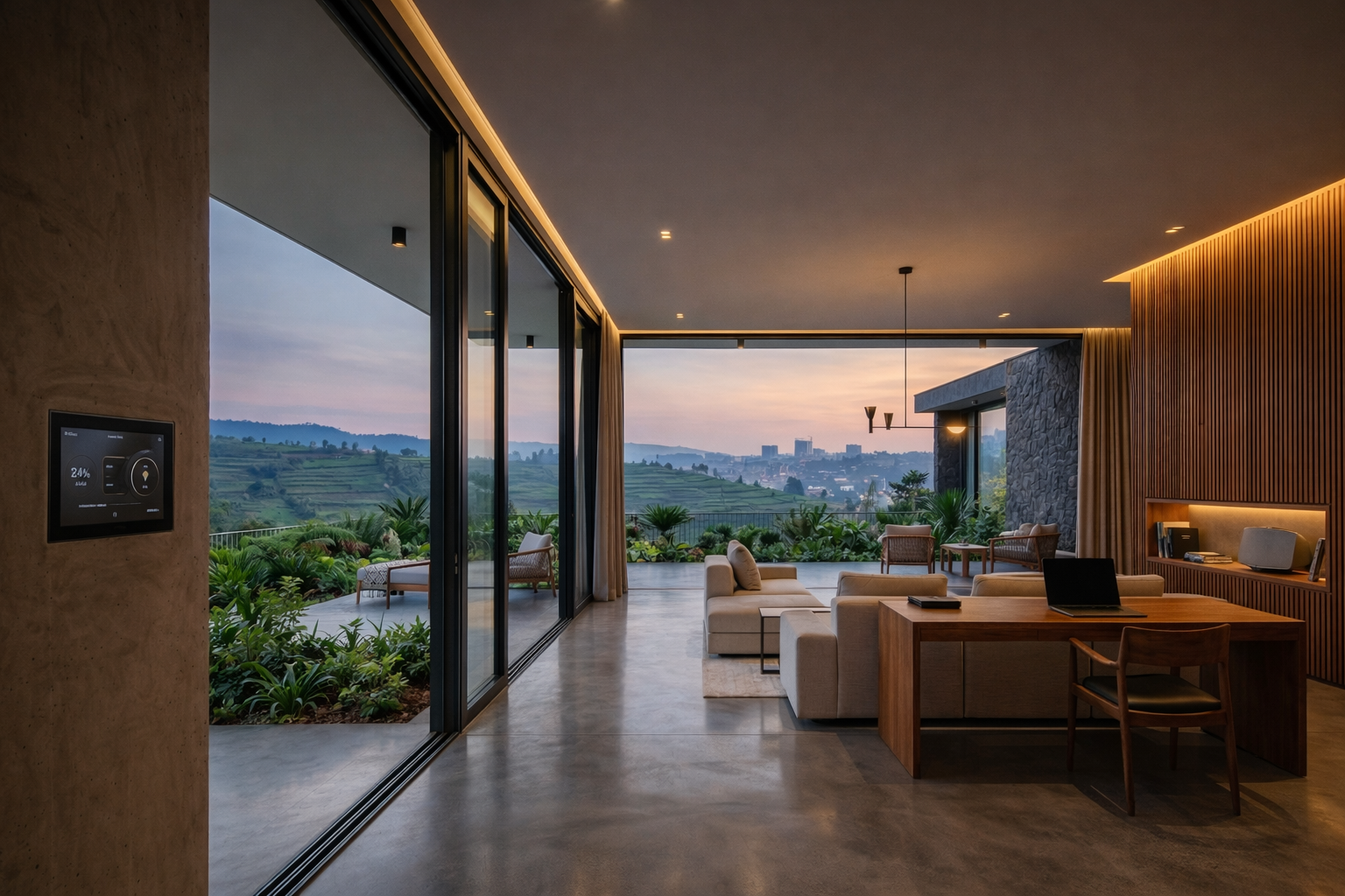 Premium architectural space with embedded technology infrastructure